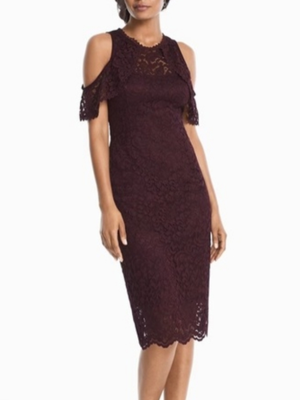 White House Black Market Cold-Shoulder Lace Sheath Dress